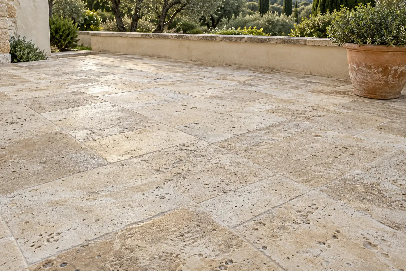 Terrasse méditerranéenne en pierre naturelle